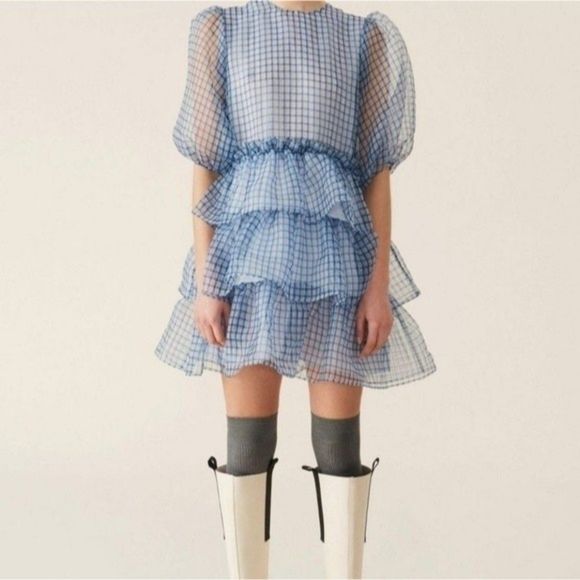 GANNI Organza Boho Mini Dress - Picture 3 of 16